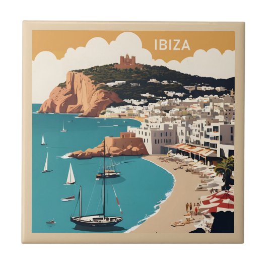 Ibiza, Spanien Reiseplakat Fliese (Vorderseite)
