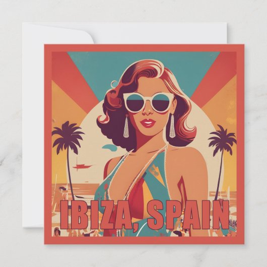 Ibiza, Spanien Reiseplakat Karte (Vorderseite)