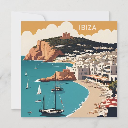 Ibiza, Spanien Reiseplakat Karte (Vorderseite)