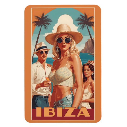 Ibiza, Spanien Reiseplakat Magnet (Vertikal)