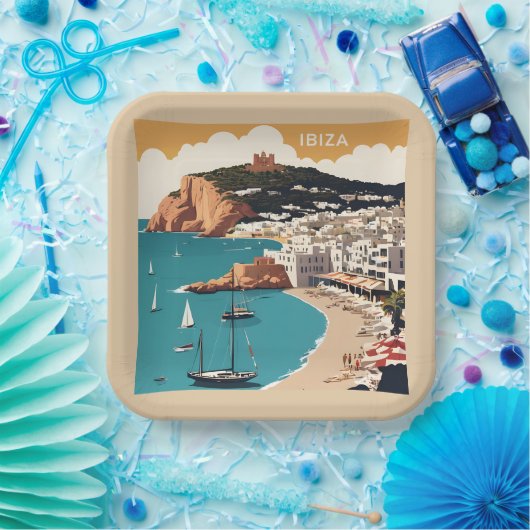 Ibiza, Spanien Reiseplakat Pappteller (Party)