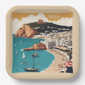Ibiza, Spanien Reiseplakat Pappteller (Vorderseite)