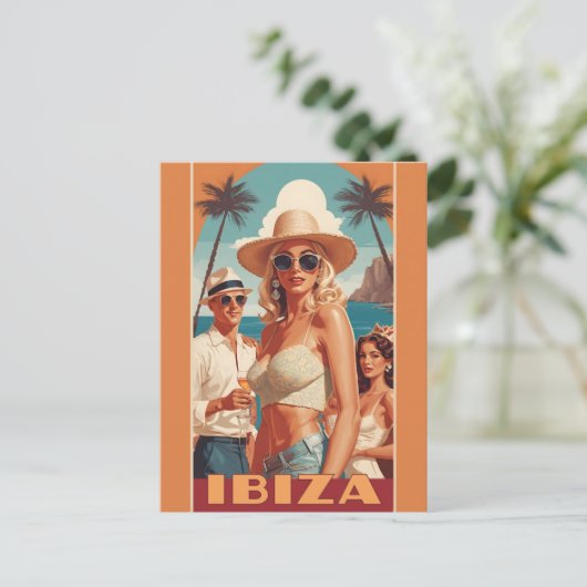Ibiza, Spanien Reiseplakat Postkarte (Stehend Vorderseite)