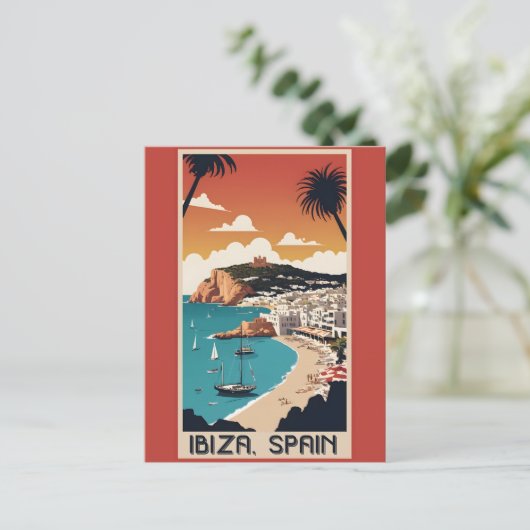 Ibiza, Spanien Reiseplakat Postkarte (Stehend Vorderseite)