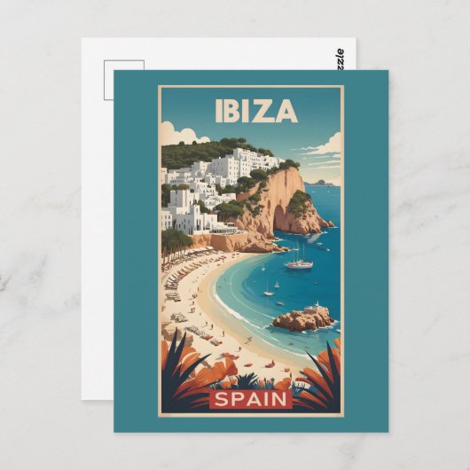 Ibiza, Spanien Reiseplakat Postkarte (Vorne/Hinten)