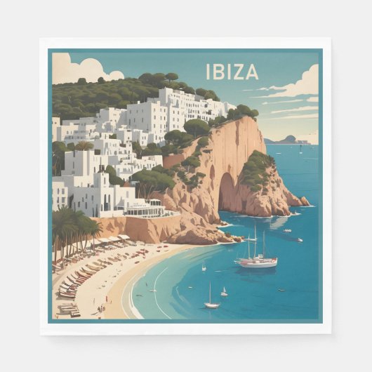 Ibiza, Spanien Reiseplakat Serviette (Vorderseite)