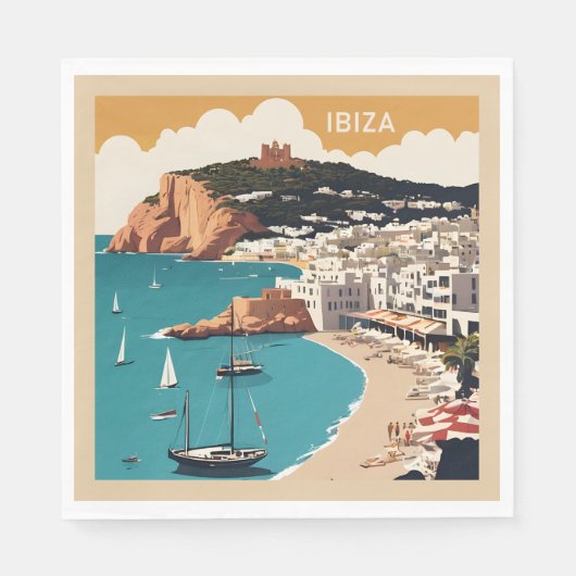 Ibiza, Spanien Reiseplakat Serviette (Vorderseite)