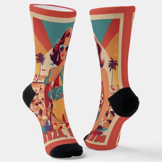 Ibiza, Spanien Reiseplakat Socken (Gewinkelt)
