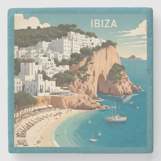 Ibiza, Spanien Reiseplakat Steinuntersetzer (Vorderseite)