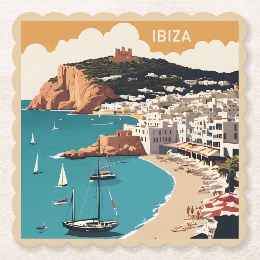 Ibiza, Spanien Reiseplakat Untersetzer (Vorderseite)