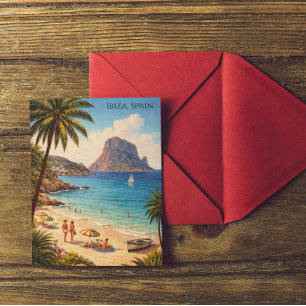 Ibiza Spanien Retro-Strandkunstwerk – Vintage-Reis Postkarte