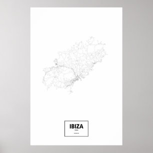 Ibiza, Spanien (Schwarzes auf Weiß) Poster