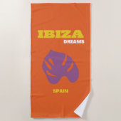 Ibiza, Spanien, Travel Art, Retro Art, Orange Strandtuch (Vorderseite)