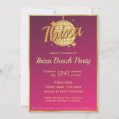 Ibiza thematisch eivissa gold disco ball pink Part Einladung (Vorderseite)