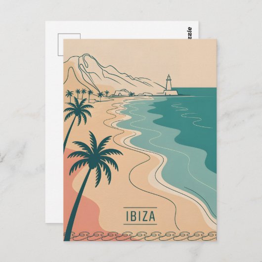 Ibiza Vintag minimalistisch Postkarte (Vorne/Hinten)