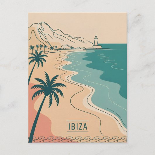 Ibiza Vintag minimalistisch Postkarte (Vorderseite)
