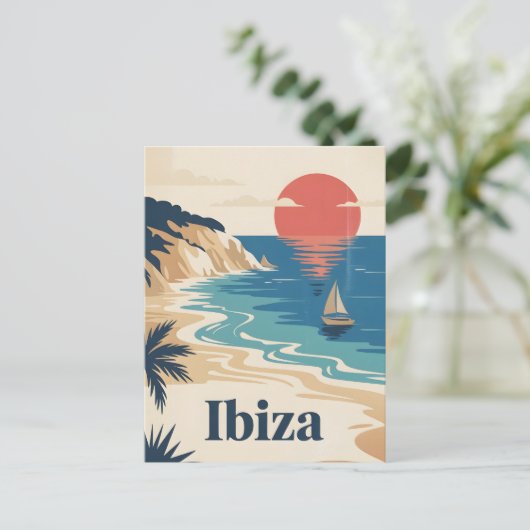 Ibiza Vintag Postkarte (Stehend Vorderseite)