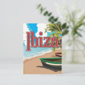 Ibiza Vintage Reiseplakat Postkarte (Stehend Vorderseite)