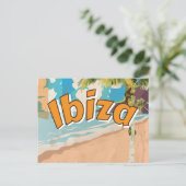 Ibiza Vintager Urlaub Poster Postkarte (Stehend Vorderseite)