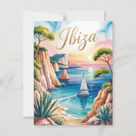 Ibiza Wasserfarbe Postkarte