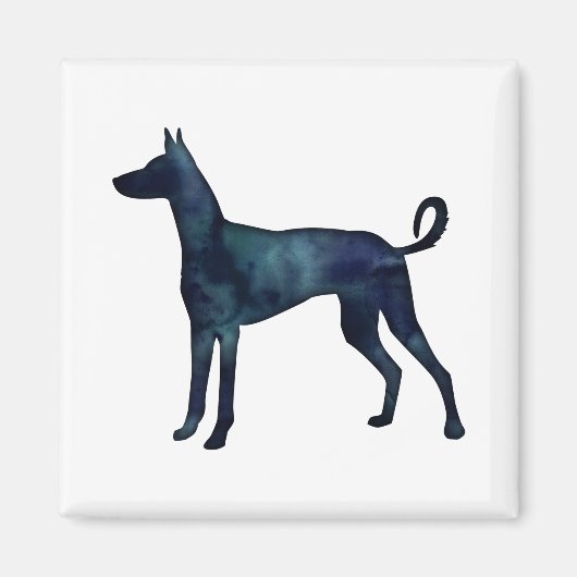 Ibizan Hound Dog Black Watercolor Silhouette Magnet (Vorne)