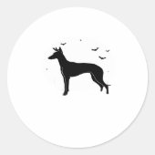 Ibizan Hound Dog � Halloween Moon Silhouette Class Runder Aufkleber (Vorderseite)