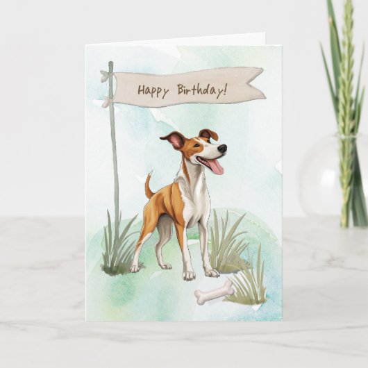 Ibizan Hound Dog Outdoor under Birthday Sign Karte (Vorderseite)