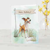 Ibizan Hound Dog Outdoor under Birthday Sign Karte (Gelbe Blume)