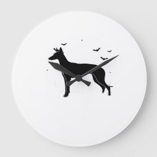 Ibizan Hound Hund � Halloween Mond Silhouette Klas Große Wanduhr