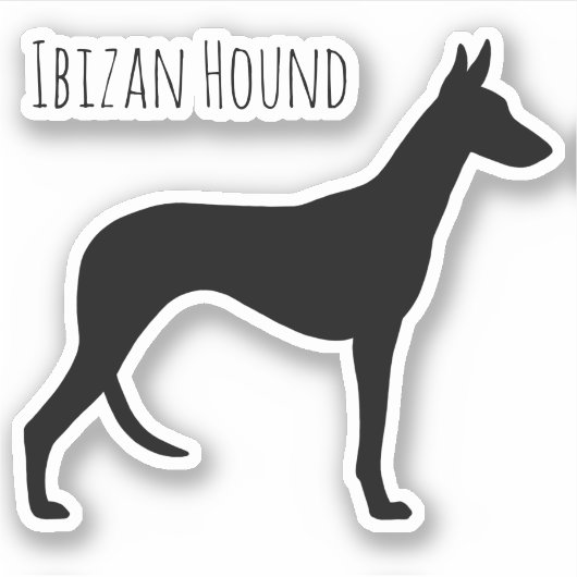 Ibizan Hound Hund Rasse Silhouette Vinyl Sticker (Vorderseite)