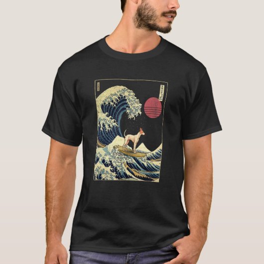 Ibizan Hound Japanese Kanagawa Wave Surf Dog T-Shirt (Vorderseite)