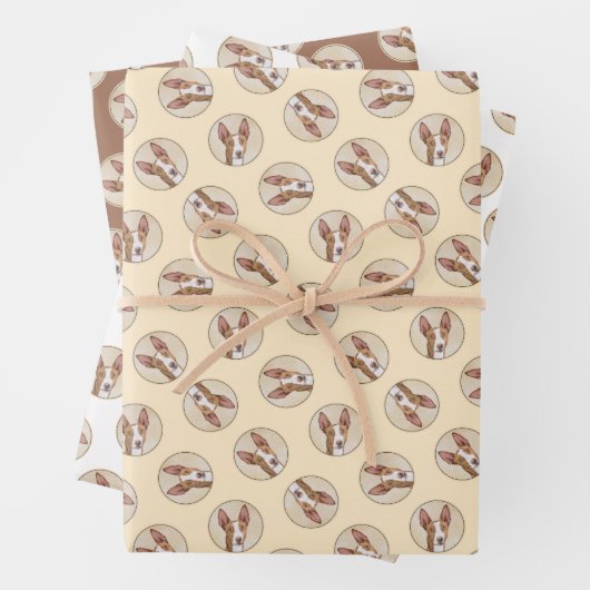 Ibizan Hound Malerei glatt Roter Hund Kunst Geschenkpapier Set (Beispiel)