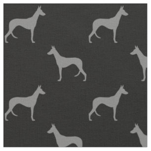 Ibizan Hound Silhouetten Grau und Schwarz Gemuster Stoff