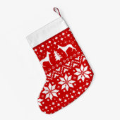 Ibizan Hound Silhouetten Holiday Pattern Red Kleiner Weihnachtsstrumpf (Rückseite (Hängend))