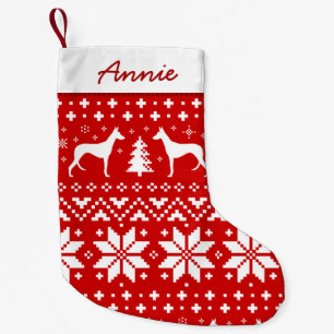 Ibizan Hound Silhouetten Holiday Pattern Red Kleiner Weihnachtsstrumpf