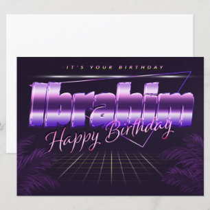Ibrahim Name Vorname lila retro Karte Geburtstag