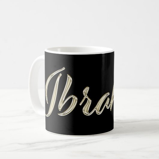 Ibrahim Name whitegold Tasse Teetasse Kaffeetasse (Vorderseite Links)