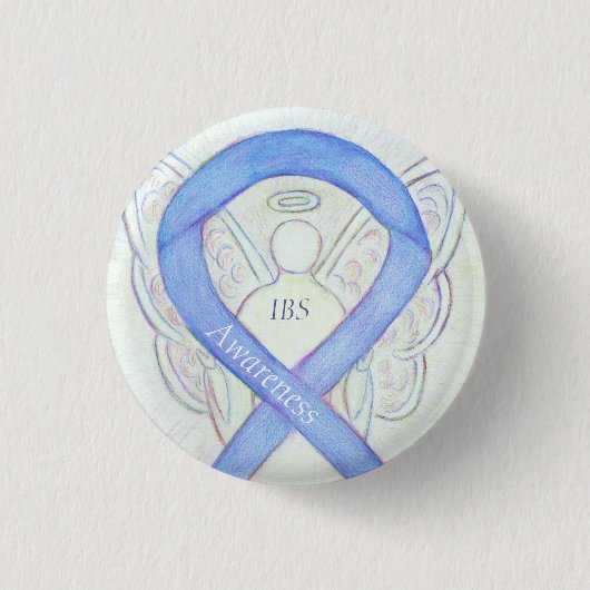 IBS Awareness Ribbon Periwinkle Guardian Angel But Button (Vorderseite)