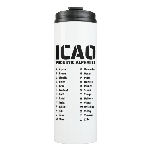 ICAO-Alphabet-Code Thermosbecher (Vorderseite)