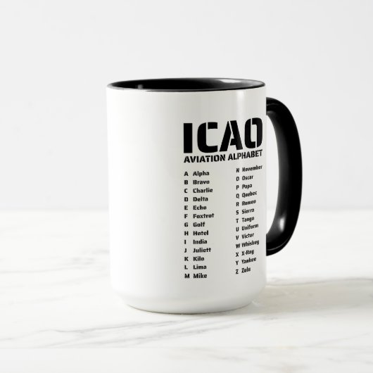 ICAO Aviation Alphabet Chart Tasse (VorderseiteRechts)