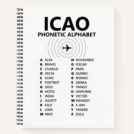 ICAO NATO Buchstabiertafel Pilot - Graph Notizbuch (Vorderseite)