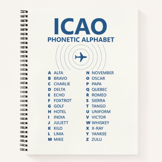 ICAO Spelling Alphabet – Pilot Lined Notebook Notizblock (Vorderseite)