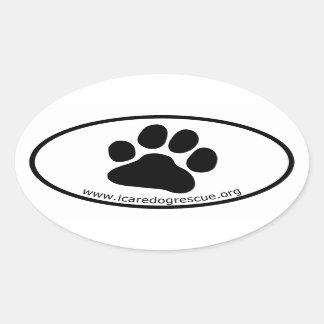 ICARE Dog Rescue Dog Paw Print Ovaler Aufkleber