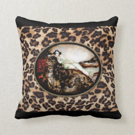 Icart Leopard-Dame auf Leopard-Druck-Kissen Kissen