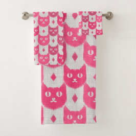 Icat ikat pink pattern badhandtuch set