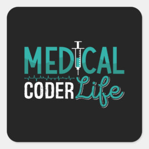 ICD Coding Programmer für medizinisches Coder Life Quadratischer Aufkleber