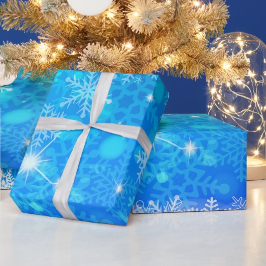 Ice and Snow, blue, white Christmas pattern Geschenkpapier (Feiertage)