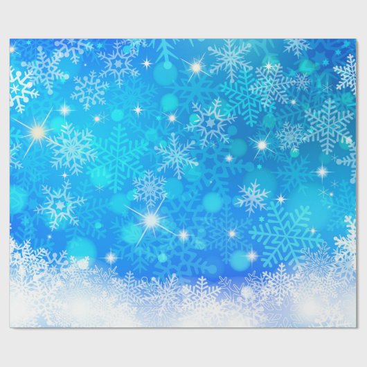 Ice and Snow, blue, white Christmas pattern Geschenkpapier (Flach)