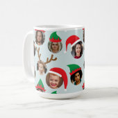 Ice Blue Albern Christmas Hat sechs Foto Collage Kaffeetasse (Vorderseite Links)