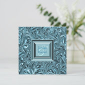 Ice Blue Aquamarin Blue Wedding Einladung (Stehend Vorderseite)